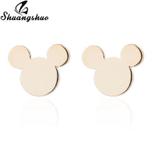 Load image into Gallery viewer, Shuangshuo Stainless Steel Mickey Earrings Mouse Stud Earrings Women Girls Kids Earing Mini Cartoon Animal Ear Studs pendientes