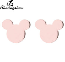 Load image into Gallery viewer, Shuangshuo Stainless Steel Mickey Earrings Mouse Stud Earrings Women Girls Kids Earing Mini Cartoon Animal Ear Studs pendientes