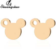 Load image into Gallery viewer, Shuangshuo Stainless Steel Mickey Earrings Mouse Stud Earrings Women Girls Kids Earing Mini Cartoon Animal Ear Studs pendientes