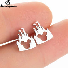 Load image into Gallery viewer, Shuangshuo Stainless Steel Mickey Earrings Mouse Stud Earrings Women Girls Kids Earing Mini Cartoon Animal Ear Studs pendientes