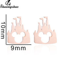 Load image into Gallery viewer, Shuangshuo Stainless Steel Mickey Earrings Mouse Stud Earrings Women Girls Kids Earing Mini Cartoon Animal Ear Studs pendientes