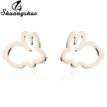Load image into Gallery viewer, Shuangshuo Stainless Steel Mickey Earrings Mouse Stud Earrings Women Girls Kids Earing Mini Cartoon Animal Ear Studs pendientes