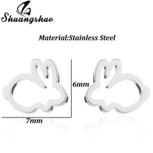 Load image into Gallery viewer, Shuangshuo Stainless Steel Mickey Earrings Mouse Stud Earrings Women Girls Kids Earing Mini Cartoon Animal Ear Studs pendientes