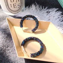 Load image into Gallery viewer, Earrings Charm Pink Blue Black White Multicolor Matte Circle Shiny Crystal Big Earrings Fashion Jewelry Women&#39;s New Design