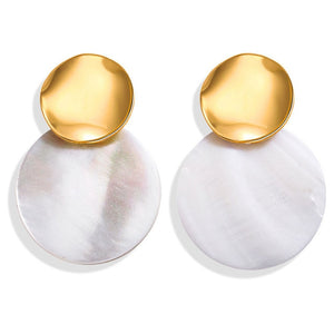 Simple fashion gold color Silver plated geometric big round Clip earrings for women fashion big hollow Ear clip jewelry