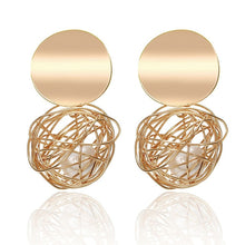 Load image into Gallery viewer, Simple fashion gold color Silver plated geometric big round Clip earrings for women fashion big hollow Ear clip jewelry