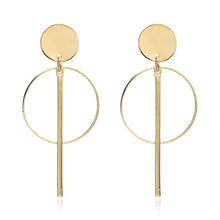 Load image into Gallery viewer, Simple fashion gold color Silver plated geometric big round Clip earrings for women fashion big hollow Ear clip jewelry