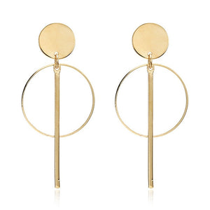 Simple fashion gold color Silver plated geometric big round Clip earrings for women fashion big hollow Ear clip jewelry