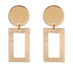 Simple fashion gold color Silver plated geometric big round Clip earrings for women fashion big hollow Ear clip jewelry