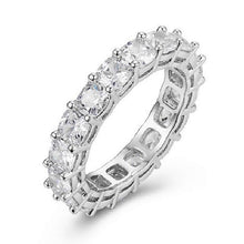 Load image into Gallery viewer, 925 SILVER PAVE SETTING FULL SQUARE Simulated Diamond CZ ETERNITY BAND ENGAGEMENT WEDDING Stone Rings Size 5,6,7,8,9,10,11,12