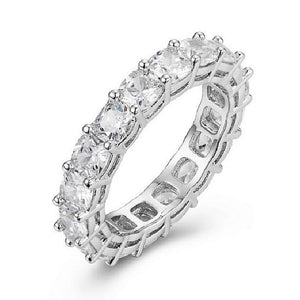 925 SILVER PAVE SETTING FULL SQUARE Simulated Diamond CZ ETERNITY BAND ENGAGEMENT WEDDING Stone Rings Size 5,6,7,8,9,10,11,12