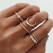 Load image into Gallery viewer, 15 Pcs/set Women Fashion Rings Hearts Fatima Hands Virgin Mary Cross Leaf Hollow Geometric Crystal Ring Set Wedding Jewelry