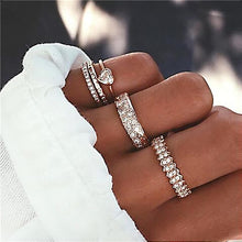 Load image into Gallery viewer, 15 Pcs/set Women Fashion Rings Hearts Fatima Hands Virgin Mary Cross Leaf Hollow Geometric Crystal Ring Set Wedding Jewelry