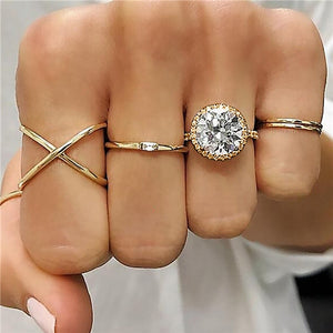 15 Pcs/set Women Fashion Rings Hearts Fatima Hands Virgin Mary Cross Leaf Hollow Geometric Crystal Ring Set Wedding Jewelry