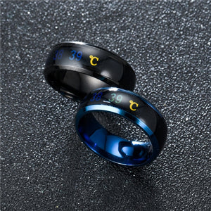 Tanggujin Ring For Men Stainless Steel Intelligent Temperature Sensing Couple Rings For Women Lovers Wedding Band Ring Jewelry