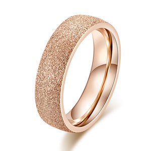 KNOCK High quality Fashion Simple Scrub Stainless Steel Women 's Rings 2 mm Width Rose Gold Color Finger  Gift For Girl Jewelry