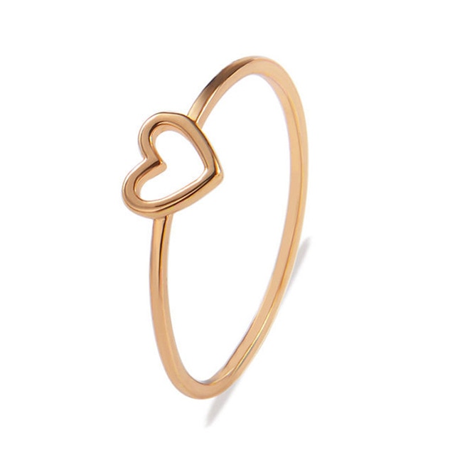 New 1PC Couple Heart Rings Alloy Hollow Out Bride Party Golden Silvery Women Ring Size 6 7 8 9 10 Valentines Gift Accessories