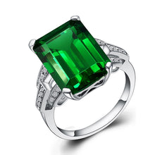 Load image into Gallery viewer, WEGARASTI Silver 925 Jewelry Emerald Ring Green Gemstone Silver 925 Women&#39;s Trendy Rings Party Engagement Ring Fine Jewelry