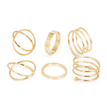 Load image into Gallery viewer, Original Design Gold Silver Round Hollow Geometric Rings Set For Women Fashion Cross Twist Open Ring  Joint Ring Female Jewelry