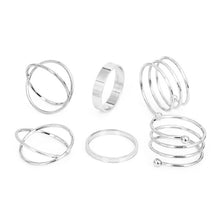 Load image into Gallery viewer, Original Design Gold Silver Round Hollow Geometric Rings Set For Women Fashion Cross Twist Open Ring  Joint Ring Female Jewelry