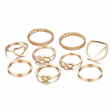 Load image into Gallery viewer, Original Design Gold Silver Round Hollow Geometric Rings Set For Women Fashion Cross Twist Open Ring  Joint Ring Female Jewelry