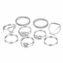 Load image into Gallery viewer, Original Design Gold Silver Round Hollow Geometric Rings Set For Women Fashion Cross Twist Open Ring  Joint Ring Female Jewelry