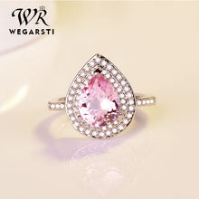 Load image into Gallery viewer, WEGARSTI Heart Shaped Water Drop Zircon Set 925 Silver Jewelry Pink Red European Style Engagement Gift Ring Women Fine Jewelry