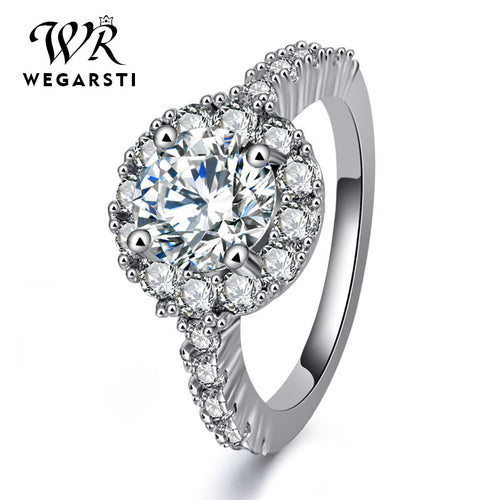 WEGERSTI European Style Trendy Circular Mosaic White 925 Silver Jewelry Wedding Bands gifts Ring For Women Drop Shiping