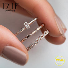 Load image into Gallery viewer, 17IF 3Pcs/Set Fashion rings 2019 Geometry Intersect Crystal wedding Ring Set ladies gold Rings For Women Female Party Jewelry