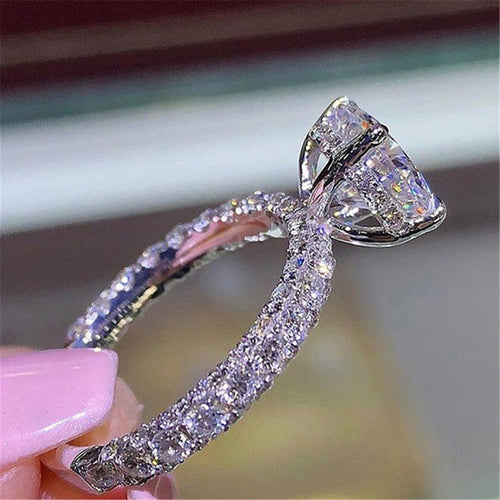 Women Ring Wedding Anniversary Gift Popular Accessories Fashion Design Round Princess Ring Charm Personality Colorful Zircon