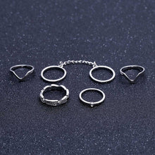 Load image into Gallery viewer, 6pcs/lot Unique Leaf Crystal Ring Set Punk Style Gold Color Knuckle Rings For Women Midi Finger Knuckle Link Chain Rings Set