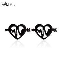 Load image into Gallery viewer, SMJEL Stainless Steel Earrings Mickey Women Men Hip hop Black Star Moon Stud Earring Fashion Jewelry Best Gift for Friend Girl