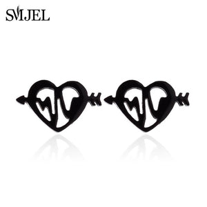 SMJEL Stainless Steel Earrings Mickey Women Men Hip hop Black Star Moon Stud Earring Fashion Jewelry Best Gift for Friend Girl