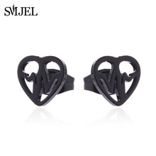 Load image into Gallery viewer, SMJEL Stainless Steel Earrings Mickey Women Men Hip hop Black Star Moon Stud Earring Fashion Jewelry Best Gift for Friend Girl